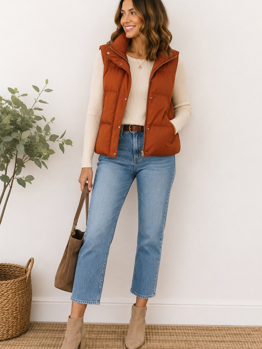 zeagoo Women's Rust Puffer Vest